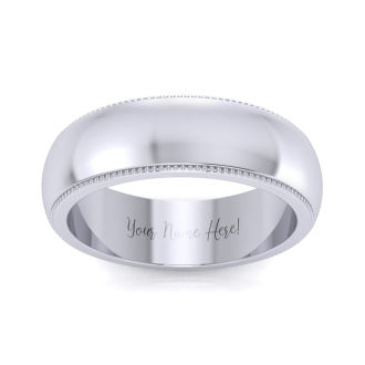 Platinum 6MM Milgrain Ladies and Mens Wedding Band, Size 17